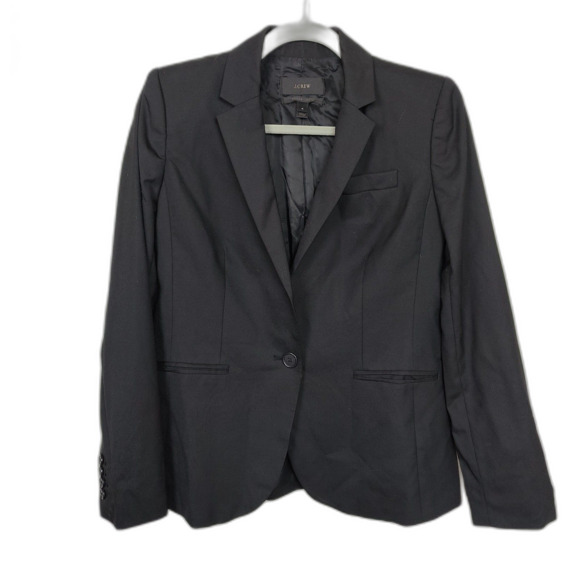 J. Crew Black Lightweight 100% Wool Super 120's Blazer Jacket Women's Size 4 - Picture 2 of 11